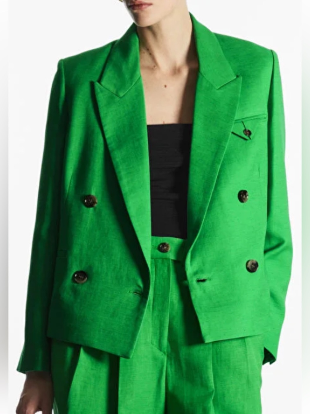 Cos Women's Double-Breasted Green Blazer Size 4